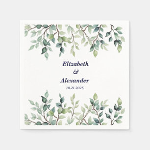 Minimalist Simple Pretty leaves branches wedding Napkin