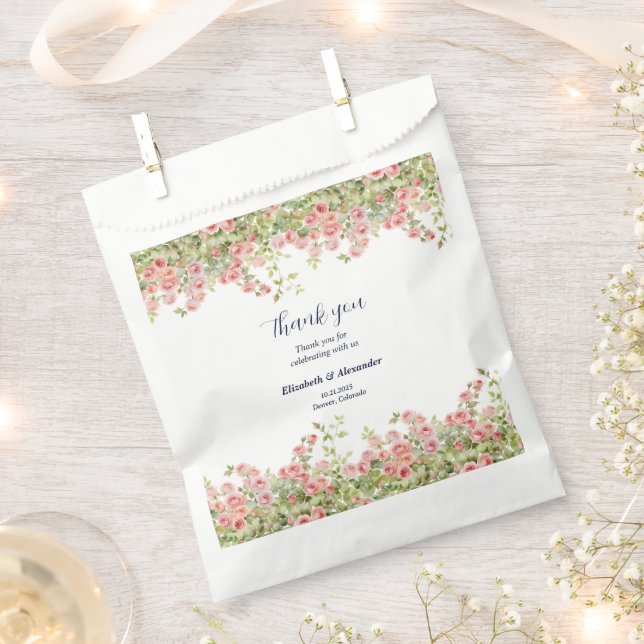 Minimalist Simple Pretty rose vine floral wedding Favour Bag (Clipped)
