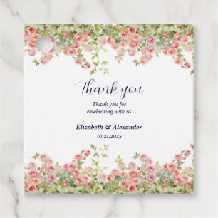 Minimalist Simple Pretty rose vine floral wedding Favour Tags