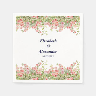 Minimalist Simple Pretty rose vine floral wedding Napkin