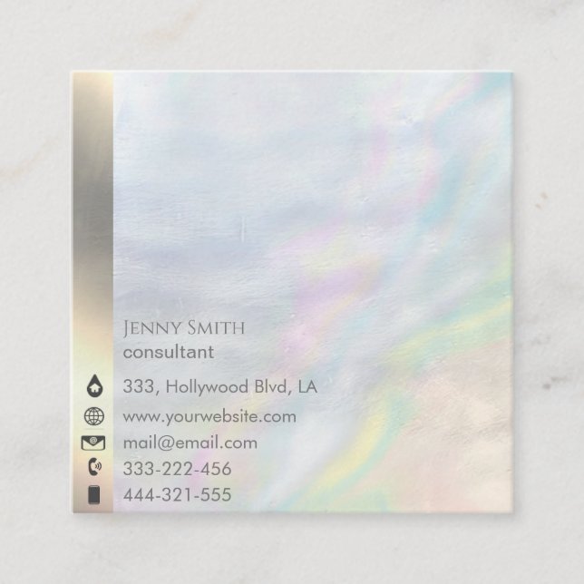 Minimalist simple professional holographic square business card (Front)