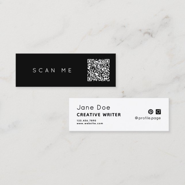 Minimalist simple professional QR code Mini Business Card (Front/Back)