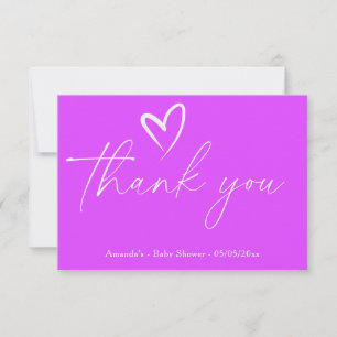 Minimalist Simple Purple Baby shower thank you Card