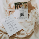 Minimalist Simple QR Code RSVP Wedding Photo Invitation<br><div class="desc">Modern and elegant design printed Minimalist Simple Black White QR Code RSVP Wedding Photo Invitation that can be customized with your text. Please click the "Customize it" button and use our design tool to modify this template. Check out the Graphic Art Design store for other products that match this design!...</div>