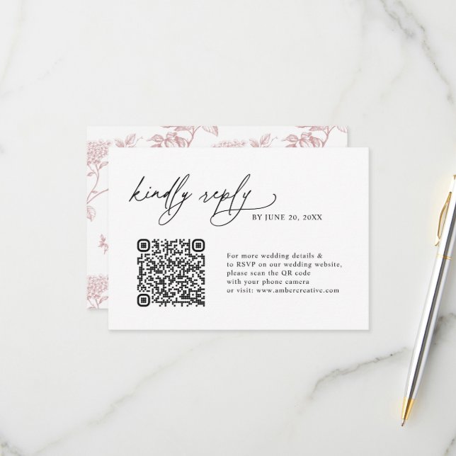 Minimalist Simple QR code Wedding RSVP Cards (Front/Back In Situ)