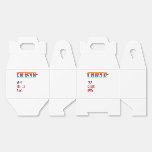 Minimalist simple rainbow graduate  favor box (Unfolded)
