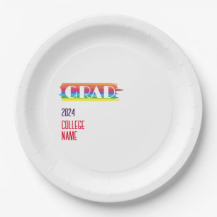 Minimalist simple rainbow graduate  paper plate