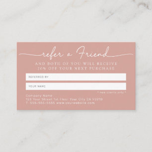 Minimalist Simple Rose and White Referal Card