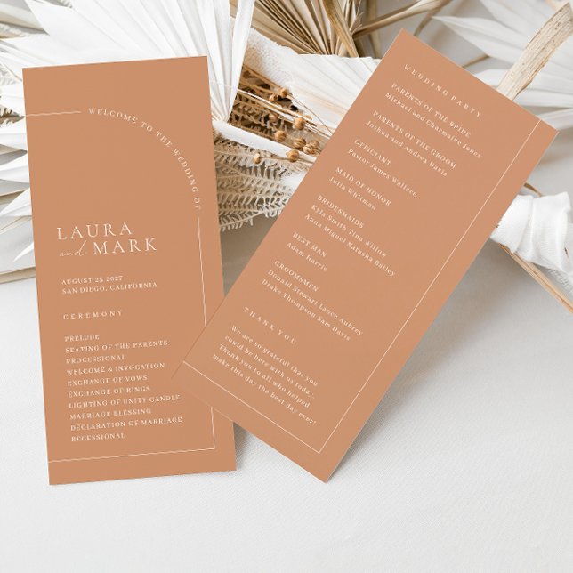 Minimalist Simple Rust Minimalist Wedding Programs (Creator Uploaded)