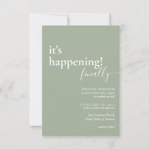 Minimalist Simple Sage Green Photo Wedding Invitation