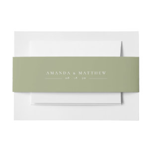 Minimalist Simple Sage Green Wedding Invitation Belly Band