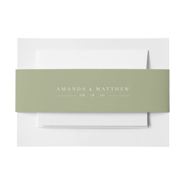 Minimalist Simple Sage Green Wedding Invitation Belly Band (Front Example)
