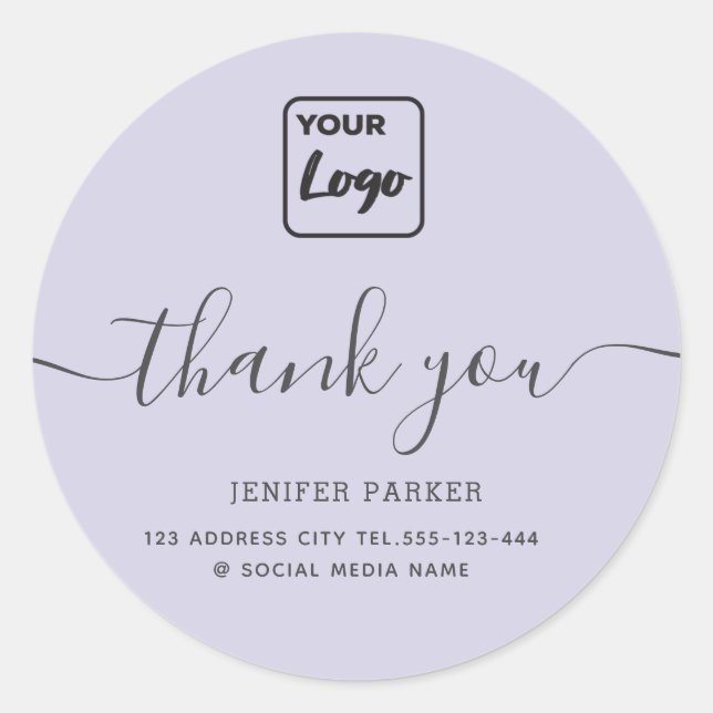 Minimalist simple script custom logo thank you  cl classic round sticker (Front)