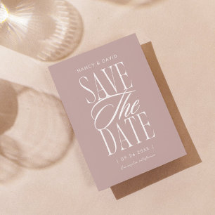 Minimalist Simple Script Dusty Rose Wedding Save The Date