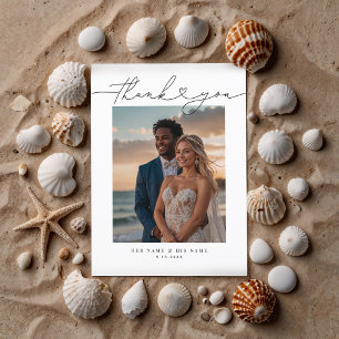Minimalist Simple Script Heart Wedding Typewriter Postcard