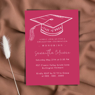 Minimalist Simple Script   Modern Graduation Party Invitation