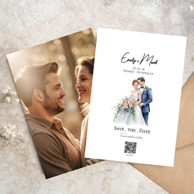 Minimalist simple script Photo Save the date Invitation (Creator Uploaded)