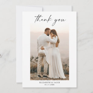 Minimalist Simple Script Wedding Photo Thank You Card