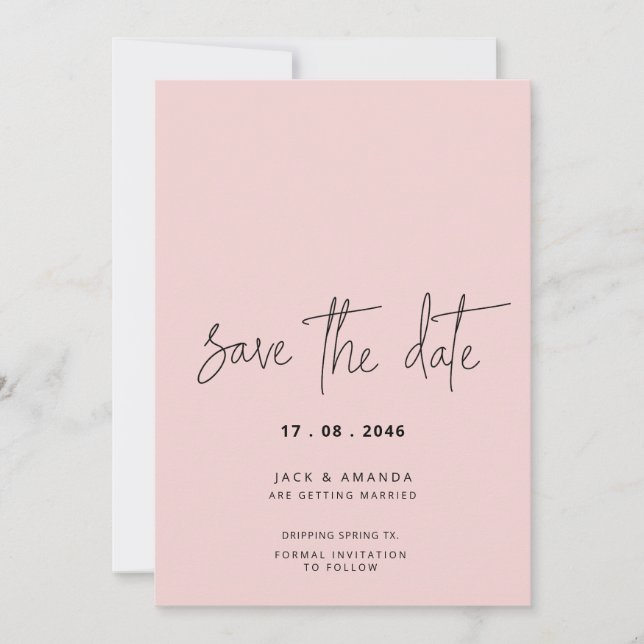 Minimalist Simple Script Wedding save the date (Front)