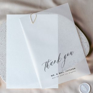 Minimalist simple script wedding thank you overlay vellum invitations