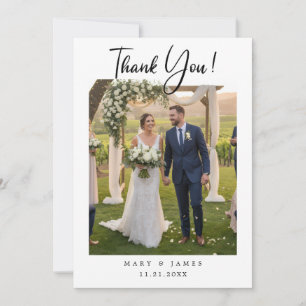 Minimalist Simple Script with Heart Wedding Photo Invitation