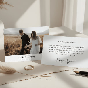 Minimalist Simple Script with Heart Wedding Photo Postcard