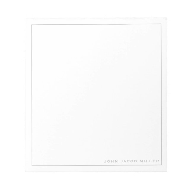 Minimalist Simple Silver Grey Square Border Notepad (Front)