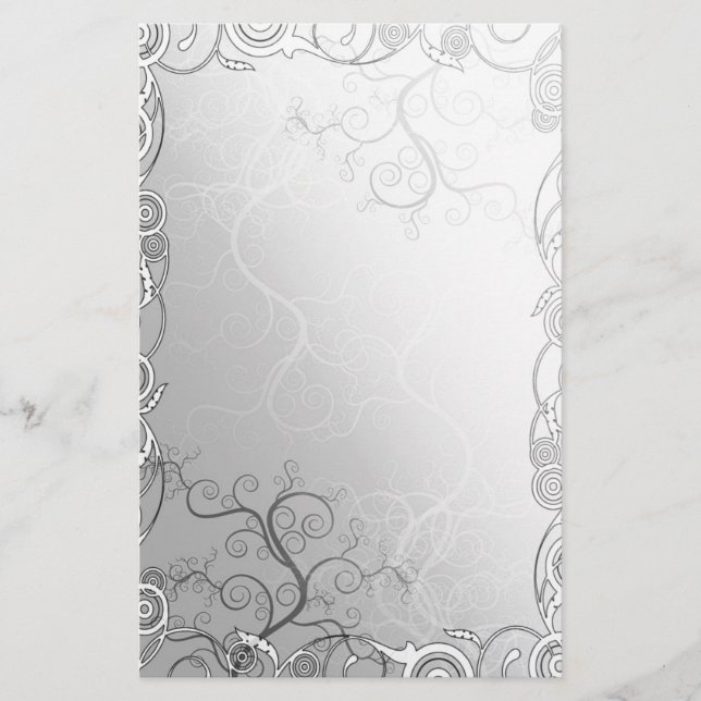 Minimalist simple silver grey template - customize stationery (Front)