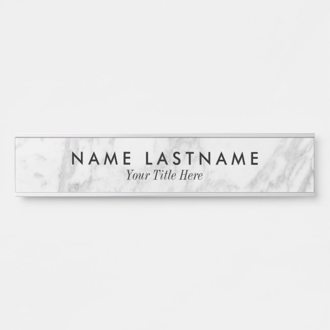 Minimalist Simple Sleek Grey White Marble Custom Door Sign (Front)