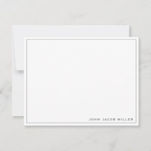 Minimalist Simple Square Border Dark Silver Grey Card
