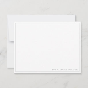 Minimalist Simple Square Border Silver Grey Card