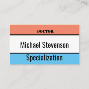Minimalist, simple, stripes, coral, blue business card
