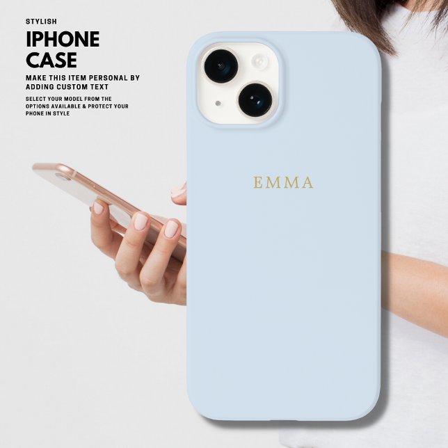 Minimalist Simple Stylish Chic Blue Gold Monogram Case-Mate iPhone Case (Creator Uploaded)