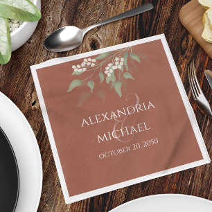 Minimalist Simple Terracotta Calligraphy Wedding Napkin