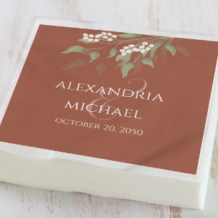 Minimalist Simple Terracotta  Wedding Calligraphy Napkin