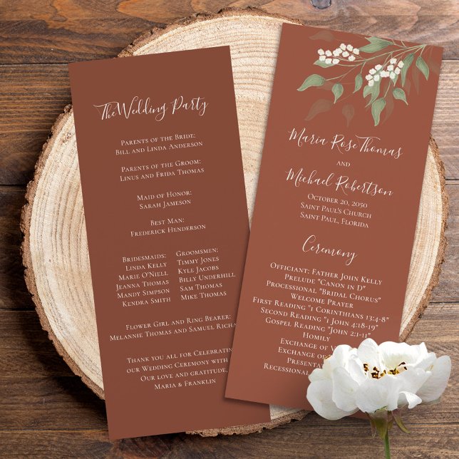 Minimalist Simple Terracotta Wedding Ceremony  Program (Creator Uploaded)