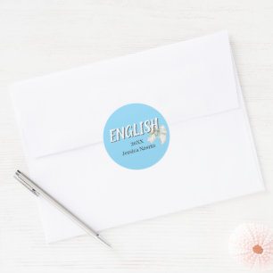 Minimalist Simple Text School Subject Classic Round Sticker