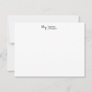 Minimalist Simple Two Initial Split line Black Card