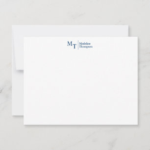 Minimalist Simple Two Initial Split line Navy Blue Card