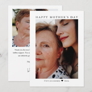 Minimalist Simple Two Photo Happy Mother's Day Card