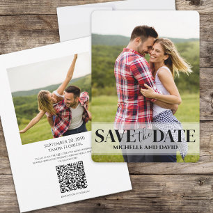 Minimalist Simple Two Photo   QR Code Website Save The Date