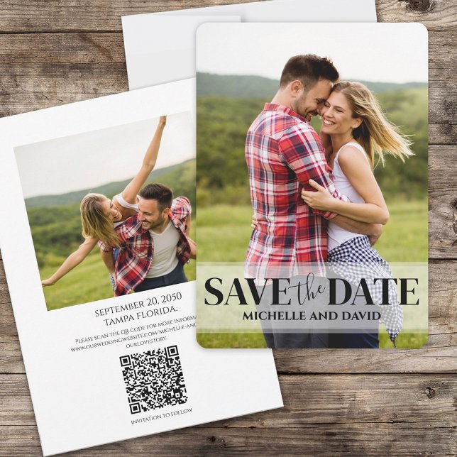 Minimalist Simple Two Photo | QR Code Website Save The Date (Creator Uploaded)