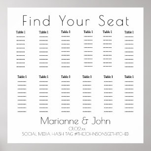 Minimalist Simple Typography Wedding Seating Chart
