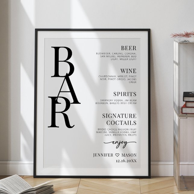 Minimalist simple wedding bar menu sign Poster (Creator Uploaded)