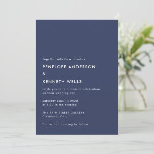 Minimalist Simple Wedding Basic Navy Blue Invitation