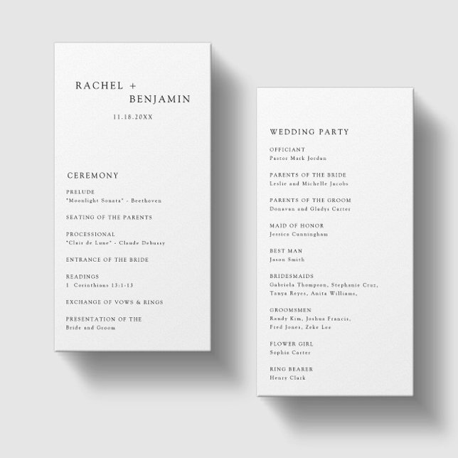 Minimalist Simple Wedding Ceremony Program  (Creator Uploaded)