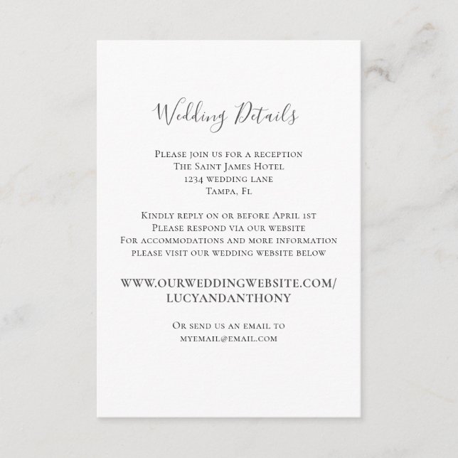 Minimalist Simple Wedding Details Website Template (Front)