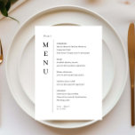 Minimalist Simple Wedding Menu Card<br><div class="desc">Designed to coordinate with our Minimalist Menu Collection,  this customizable matching wedding menu card features a clean and simple layout,  with classic font. For more advanced customization of this design,  e.g. changing layout,  font or text size please click the "CUSTOMIZE" button above. Please contact me for any questions!</div>