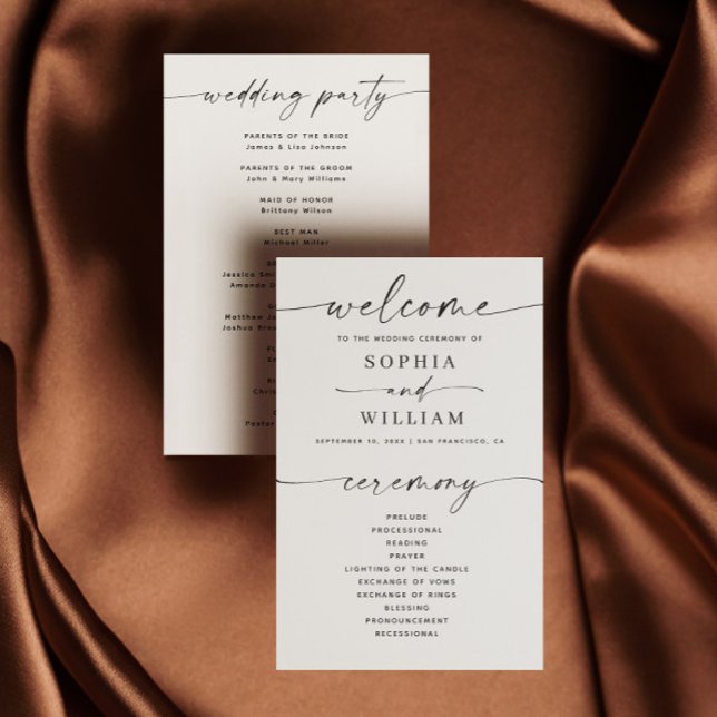 Minimalist simple wedding program | Modern script (Creator Uploaded)