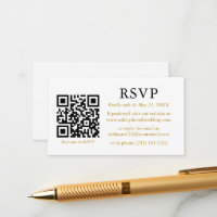 Minimalist Simple Wedding QR Gold RSVP